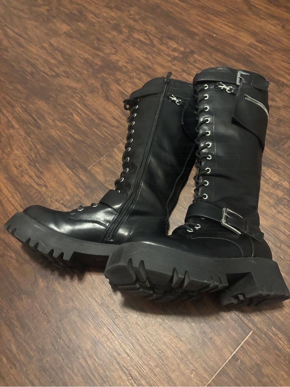 Chunky Combat Moto Boots size 7 EUC Dream Pairs - Picture 5 of 10